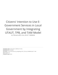 Citizens' Intention to Use E-Government Services in Local Government by ...